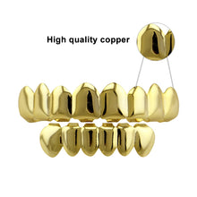 Load image into Gallery viewer, Hip Hop Accessories Gold Tooth Set Real Gold Plating Smooth Upper Eight Lower Six Denture Set