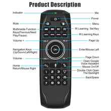 Load image into Gallery viewer, G7V Pro 2.4GHz Fly Air Mouse LED Backlight Wireless Keyboard Remote Control with Gyroscope for Android TV Box / PC, Support Intelligent Voice