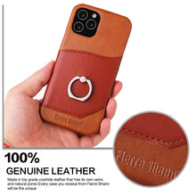 Load image into Gallery viewer, Fierre Shann Oil Wax Texture Genuine Leather Back Cover Case with 360 Degree Rotation Holder &amp; Card Slot, For iPhone 12 Pro Max, For iPhone 12 / 12 Pro, For iPhone 12 mini