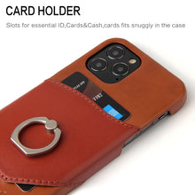 Load image into Gallery viewer, Fierre Shann Oil Wax Texture Genuine Leather Back Cover Case with 360 Degree Rotation Holder &amp; Card Slot, For iPhone 12 Pro Max, For iPhone 12 / 12 Pro, For iPhone 12 mini