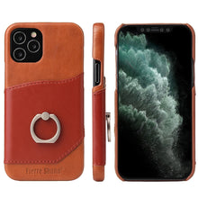 Load image into Gallery viewer, Fierre Shann Oil Wax Texture Genuine Leather Back Cover Case with 360 Degree Rotation Holder &amp; Card Slot, For iPhone 12 Pro Max, For iPhone 12 / 12 Pro, For iPhone 12 mini