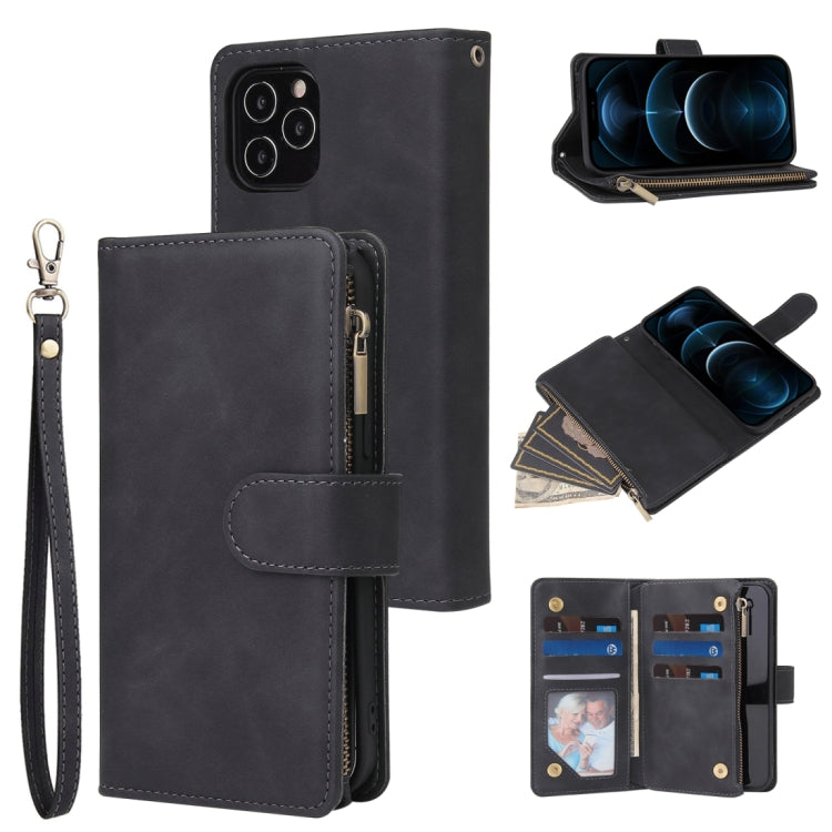 Multifunctional Retro Frosted Horizontal Flip Leather Case with Card Slot & Holder & Zipper Wallet & Photo Frame & Lanyard