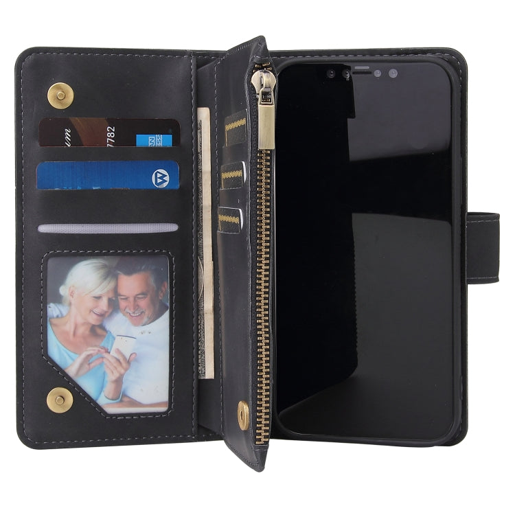Multifunctional Retro Frosted Horizontal Flip Leather Case with Card Slot & Holder & Zipper Wallet & Photo Frame & Lanyard