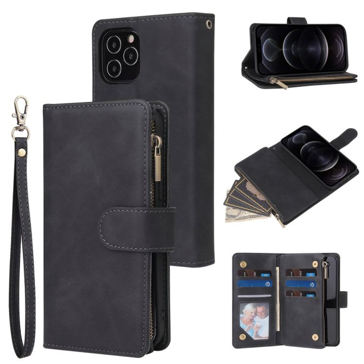Multifunctional Retro Frosted Horizontal Flip Leather Case with Card Slot & Holder & Zipper Wallet & Photo Frame & Lanyard