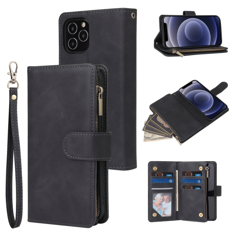 Multifunctional Retro Frosted Horizontal Flip Leather Case with Card Slot & Holder & Zipper Wallet & Photo Frame & Lanyard