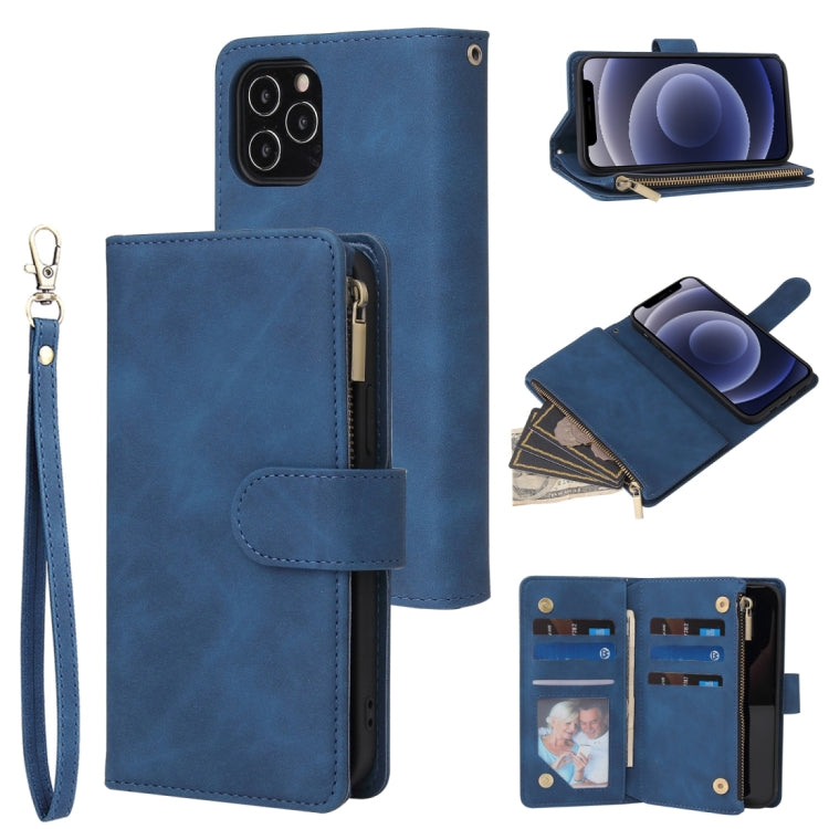 Multifunctional Retro Frosted Horizontal Flip Leather Case with Card Slot & Holder & Zipper Wallet & Photo Frame & Lanyard