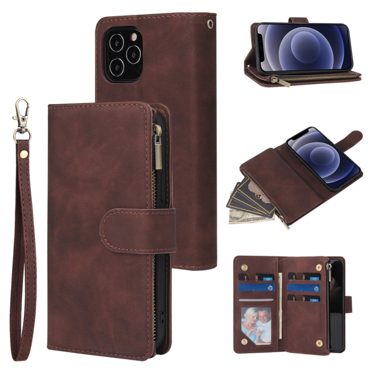 Multifunctional Retro Frosted Horizontal Flip Leather Case with Card Slot & Holder & Zipper Wallet & Photo Frame & Lanyard