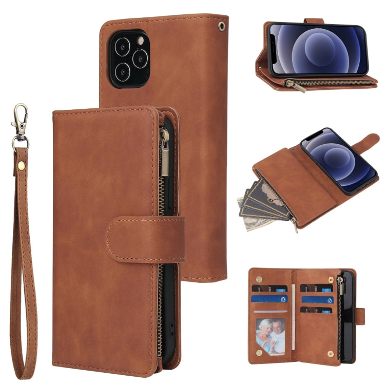 Multifunctional Retro Frosted Horizontal Flip Leather Case with Card Slot & Holder & Zipper Wallet & Photo Frame & Lanyard