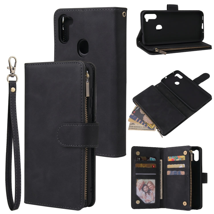 Multifunctional Retro Frosted Horizontal Flip Leather Case with Card Slot & Holder & Zipper Wallet & Photo Frame & Lanyard