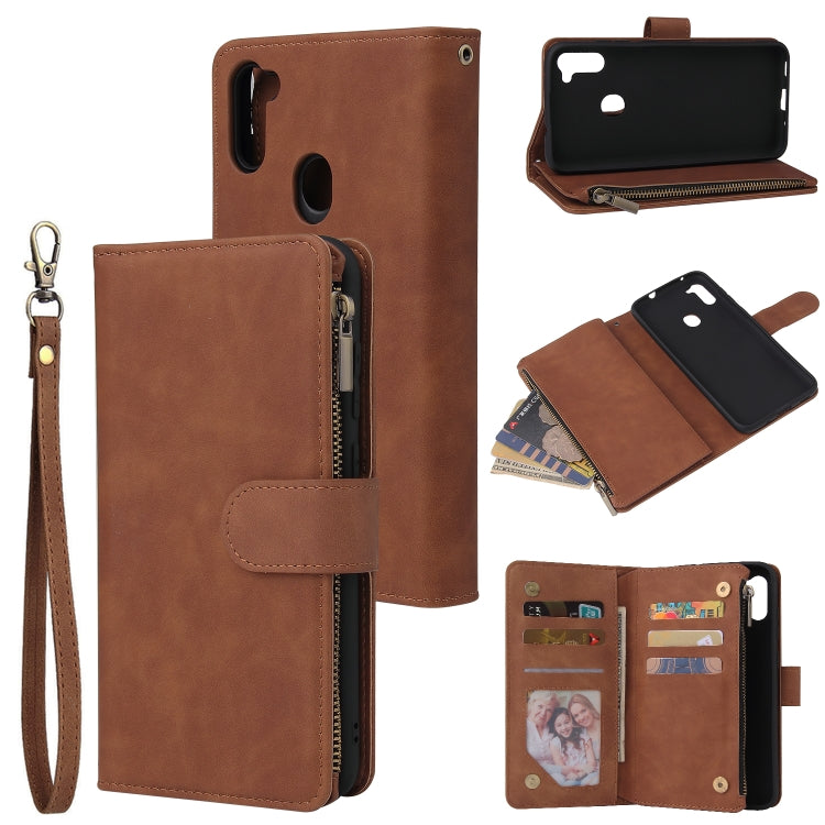 Multifunctional Retro Frosted Horizontal Flip Leather Case with Card Slot & Holder & Zipper Wallet & Photo Frame & Lanyard