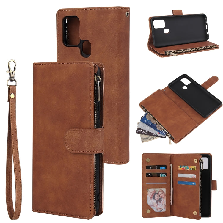 Multifunctional Retro Frosted Horizontal Flip Leather Case with Card Slot & Holder & Zipper Wallet & Photo Frame & Lanyard