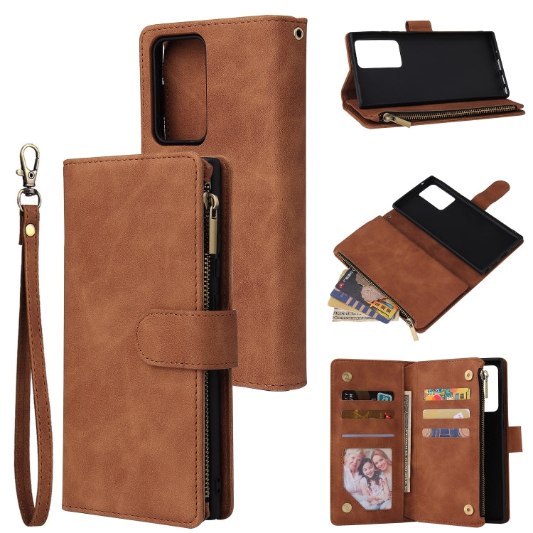 Multifunctional Retro Frosted Horizontal Flip Leather Case with Card Slot & Holder & Zipper Wallet & Photo Frame & Lanyard