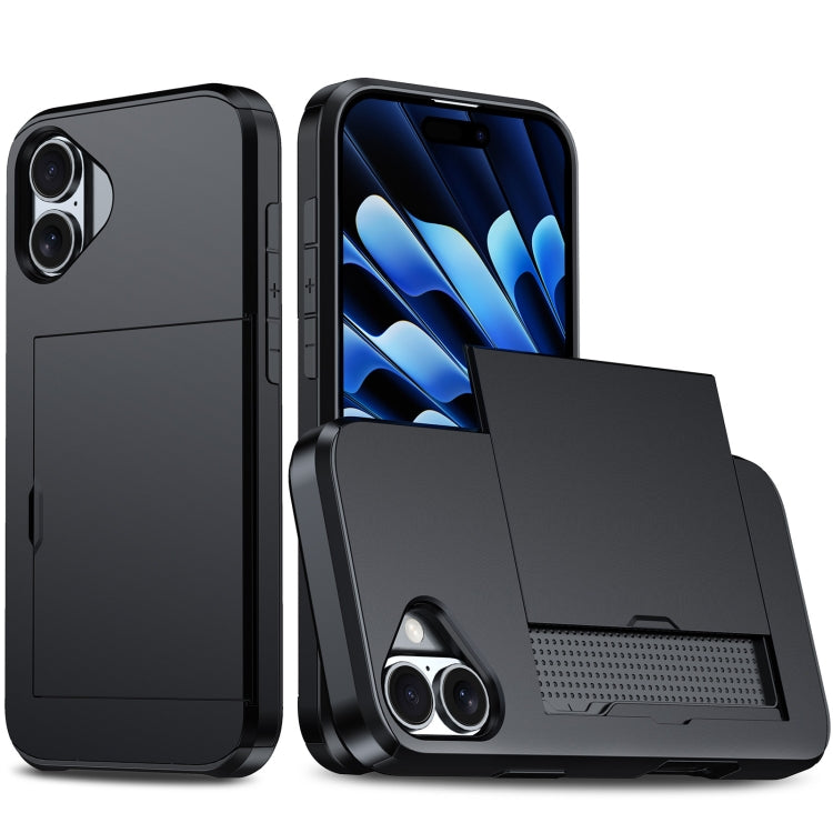 Shockproof Armor Phone Case with Card Slot, For iPhone 16 Pro Max, For iPhone 16 Pro, For iPhone 16 Plus, For iPhone 16