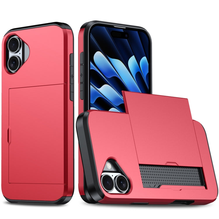 Shockproof Armor Phone Case with Card Slot, For iPhone 16 Pro Max, For iPhone 16 Pro, For iPhone 16 Plus, For iPhone 16