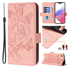 Load image into Gallery viewer, Embossed Rose RFID Anti-theft Leather Phone Case, For iPhone 14 Pro Max, For iPhone SE 2022 / SE 2020 / 8 / 7, For iPhone 13 Pro Max, For iPhone 13 Pro, For iPhone 13 mini, For iPhone 12  / 12 Pro, For iPhone 12 Pro Max, For iPhone 12 mini