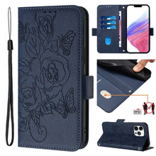 Load image into Gallery viewer, Embossed Rose RFID Anti-theft Leather Phone Case, For iPhone 14 Pro Max, For iPhone SE 2022 / SE 2020 / 8 / 7, For iPhone 13 Pro Max, For iPhone 13 Pro, For iPhone 13 mini, For iPhone 12  / 12 Pro, For iPhone 12 Pro Max, For iPhone 12 mini