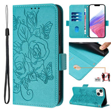 Load image into Gallery viewer, Embossed Rose RFID Anti-theft Leather Phone Case, For iPhone 16, For iPhone 15 Pro Max, For iPhone 15 Pro, For iPhone 15 Plus, For iPhone 15, For iPhone 14 Plus, For iPhone 14 / 13, For iPhone 14 Pro