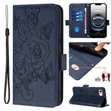 Load image into Gallery viewer, Embossed Rose RFID Anti-theft Leather Phone Case, For iPhone 17 Pro Max, For iPhone 17 Pro, For iPhone 17, For iPhone Air, For iPhone SE 2024, For iPhone 16 Pro Max, For iPhone 16 Pro, For iPhone 16 Plus