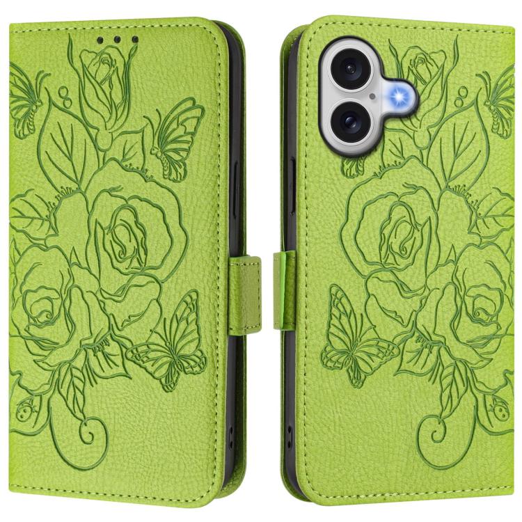 Embossed Rose RFID Anti-theft Leather Phone Case, For iPhone 18 Pro / 17 Pro, For iPhone 18 Pro Max / 17 Pro Max, For iPhone 17, For iPhone Air, For iPhone SE 2024, For iPhone 16 Pro Max, For iPhone 16 Pro, For iPhone 16 Plus