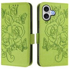 Load image into Gallery viewer, Embossed Rose RFID Anti-theft Leather Phone Case, For iPhone 18 Pro / 17 Pro, For iPhone 18 Pro Max / 17 Pro Max, For iPhone 17, For iPhone Air, For iPhone SE 2024, For iPhone 16 Pro Max, For iPhone 16 Pro, For iPhone 16 Plus