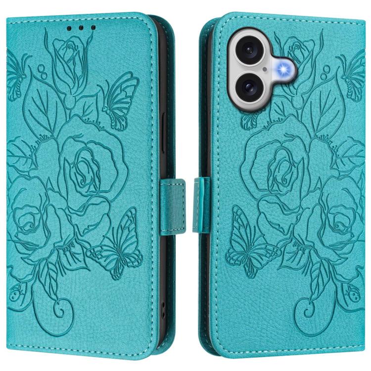 Embossed Rose RFID Anti-theft Leather Phone Case, For iPhone 18 Pro / 17 Pro, For iPhone 18 Pro Max / 17 Pro Max, For iPhone 17, For iPhone Air, For iPhone SE 2024, For iPhone 16 Pro Max, For iPhone 16 Pro, For iPhone 16 Plus