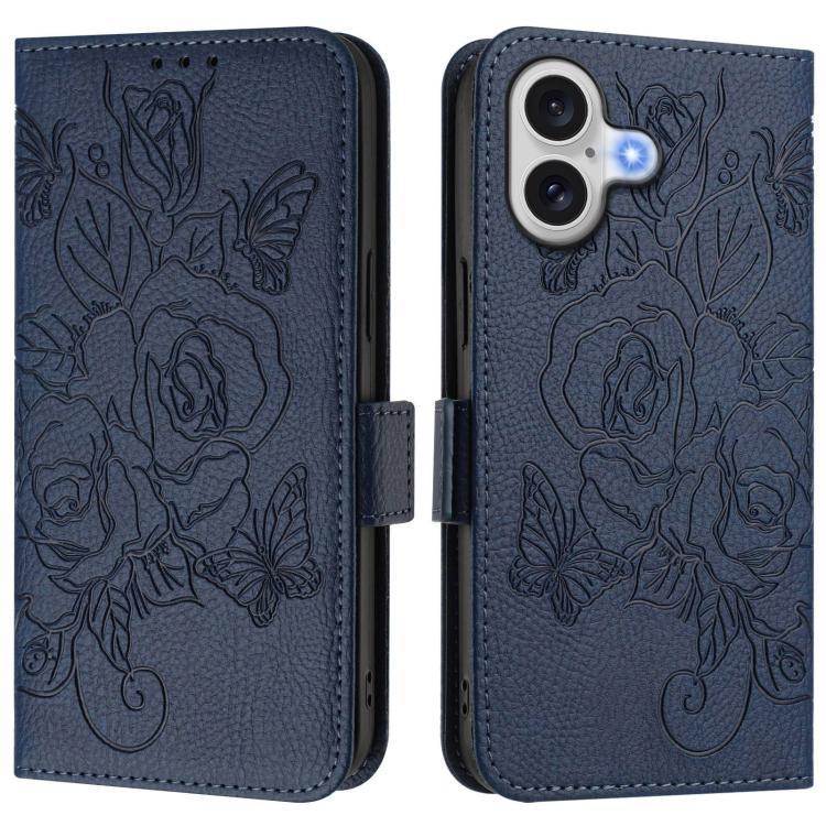 Embossed Rose RFID Anti-theft Leather Phone Case, For iPhone 18 Pro / 17 Pro, For iPhone 18 Pro Max / 17 Pro Max, For iPhone 17, For iPhone Air, For iPhone SE 2024, For iPhone 16 Pro Max, For iPhone 16 Pro, For iPhone 16 Plus