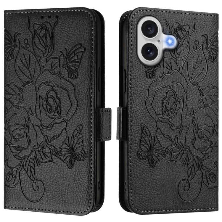 Embossed Rose RFID Anti-theft Leather Phone Case, For iPhone 18 Pro / 17 Pro, For iPhone 18 Pro Max / 17 Pro Max, For iPhone 17, For iPhone Air, For iPhone SE 2024, For iPhone 16 Pro Max, For iPhone 16 Pro, For iPhone 16 Plus