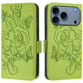 Embossed Rose RFID Anti-theft Leather Phone Case, For iPhone 18 Pro / 17 Pro, For iPhone 18 Pro Max / 17 Pro Max, For iPhone 17, For iPhone Air, For iPhone SE 2024, For iPhone 16 Pro Max, For iPhone 16 Pro, For iPhone 16 Plus