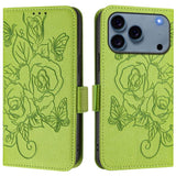 Embossed Rose RFID Anti-theft Leather Phone Case, For iPhone 18 Pro / 17 Pro, For iPhone 18 Pro Max / 17 Pro Max, For iPhone 17, For iPhone Air, For iPhone SE 2024, For iPhone 16 Pro Max, For iPhone 16 Pro, For iPhone 16 Plus