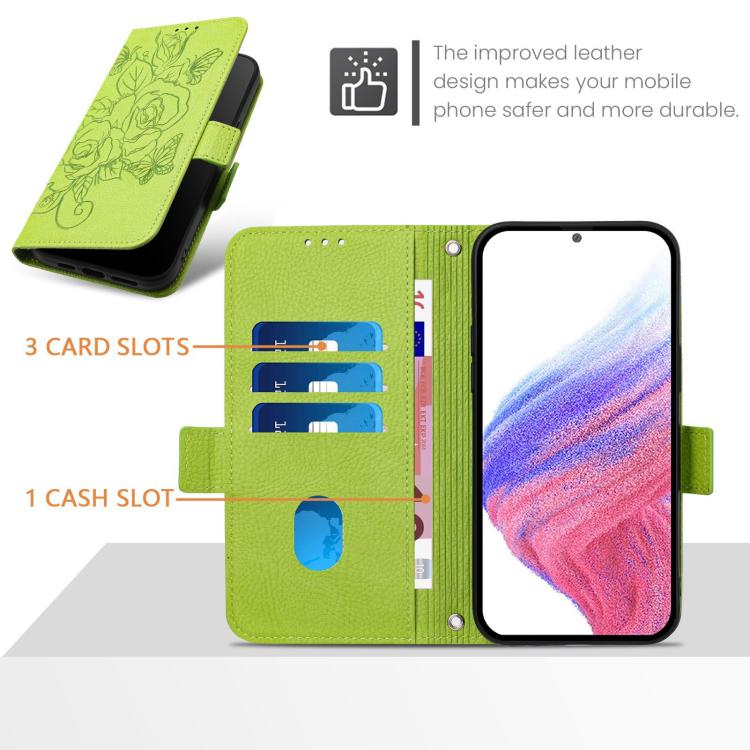 Embossed Rose RFID Anti-theft Leather Phone Case, For iPhone 18 Pro / 17 Pro, For iPhone 18 Pro Max / 17 Pro Max, For iPhone 17, For iPhone Air, For iPhone SE 2024, For iPhone 16 Pro Max, For iPhone 16 Pro, For iPhone 16 Plus