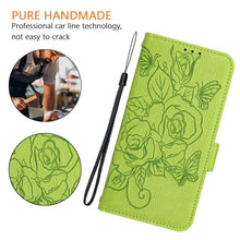 Load image into Gallery viewer, Embossed Rose RFID Anti-theft Leather Phone Case, For iPhone 18 Pro / 17 Pro, For iPhone 18 Pro Max / 17 Pro Max, For iPhone 17, For iPhone Air, For iPhone SE 2024, For iPhone 16 Pro Max, For iPhone 16 Pro, For iPhone 16 Plus