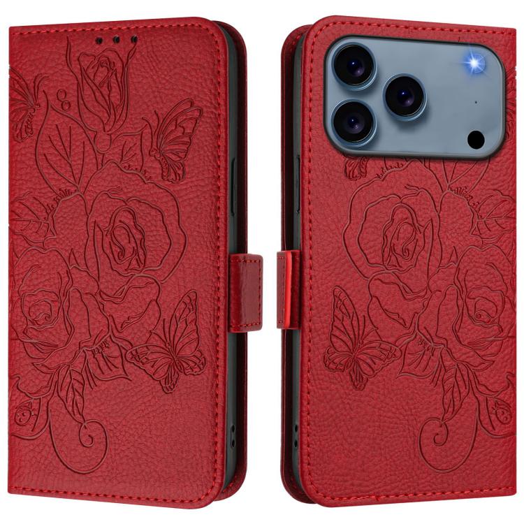 Embossed Rose RFID Anti-theft Leather Phone Case, For iPhone 18 Pro / 17 Pro, For iPhone 18 Pro Max / 17 Pro Max, For iPhone 17, For iPhone Air, For iPhone SE 2024, For iPhone 16 Pro Max, For iPhone 16 Pro, For iPhone 16 Plus