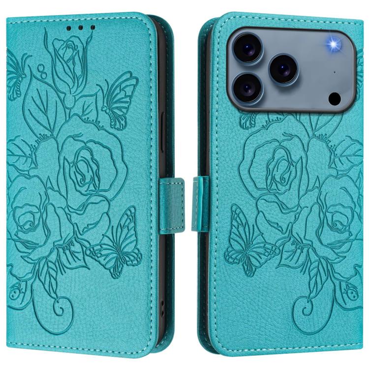 Embossed Rose RFID Anti-theft Leather Phone Case, For iPhone 18 Pro / 17 Pro, For iPhone 18 Pro Max / 17 Pro Max, For iPhone 17, For iPhone Air, For iPhone SE 2024, For iPhone 16 Pro Max, For iPhone 16 Pro, For iPhone 16 Plus