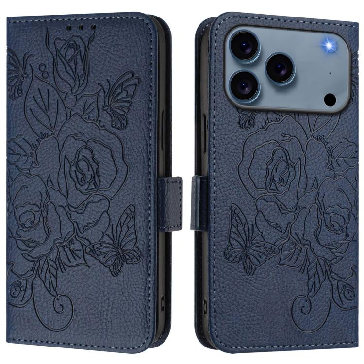 Embossed Rose RFID Anti-theft Leather Phone Case, For iPhone 18 Pro / 17 Pro, For iPhone 18 Pro Max / 17 Pro Max, For iPhone 17, For iPhone Air, For iPhone SE 2024, For iPhone 16 Pro Max, For iPhone 16 Pro, For iPhone 16 Plus