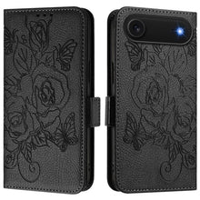 Load image into Gallery viewer, Embossed Rose RFID Anti-theft Leather Phone Case, For iPhone 17 Pro Max, For iPhone 17 Pro, For iPhone 17, For iPhone Air, For iPhone SE 2024, For iPhone 16 Pro Max, For iPhone 16 Pro, For iPhone 16 Plus