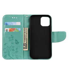Load image into Gallery viewer, Butterfly Flower Pattern Horizontal Flip Leather Case with Holder &amp; Card Slots &amp; Wallet, For iPhone 12 mini, For iPhone 12 / 12 Pro, For iPhone 12 Pro Max