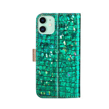 Load image into Gallery viewer, Laser Glitter Powder Matching Crocodile Texture Horizontal Flip Leather Case with Card Slots &amp; Holder &amp; Wallet