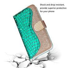 Load image into Gallery viewer, Laser Glitter Powder Matching Crocodile Texture Horizontal Flip Leather Case with Card Slots &amp; Holder &amp; Wallet
