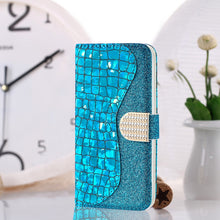 Load image into Gallery viewer, Laser Glitter Powder Matching Crocodile Texture Horizontal Flip Leather Case with Card Slots &amp; Holder &amp; Wallet