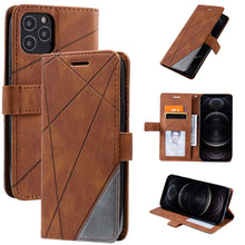 Load image into Gallery viewer, Skin Feel Splicing Horizontal Flip Leather Case with Holder &amp; Card Slots &amp; Wallet &amp; Photo Frame, For iPhone 12 Pro Max, For iPhone 12 / 12 Pro, For iPhone 12 mini, For iPhone XR, For iPhone XS Max