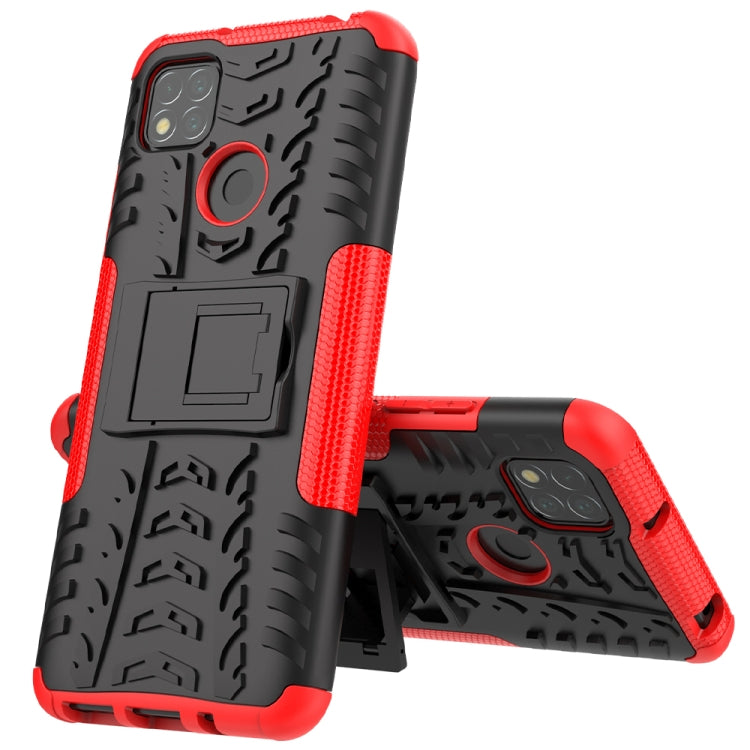 Tire Texture Shockproof TPU + PC Protective Case with Holder, For Xiaomi Redmi 9C