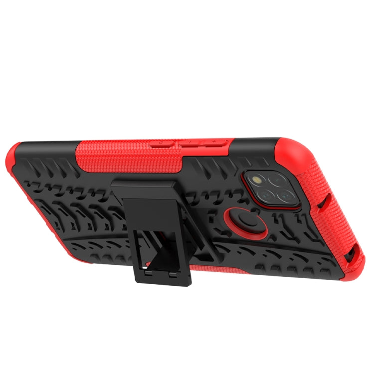 Tire Texture Shockproof TPU + PC Protective Case with Holder, For Xiaomi Redmi 9C
