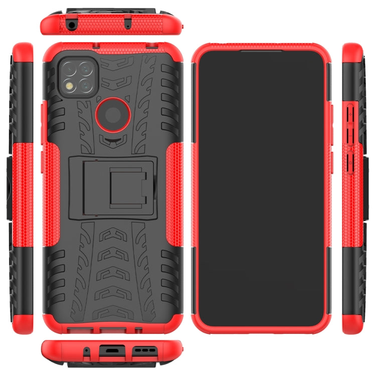 Tire Texture Shockproof TPU + PC Protective Case with Holder, For Xiaomi Redmi 9C