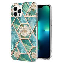 Load image into Gallery viewer, Splicing Marble Flower IMD TPU Phone Case, For iPhone 16 Pro Max, For iPhone 16 Pro, For iPhone 16 Plus, For iPhone 16