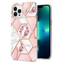 Load image into Gallery viewer, Splicing Marble Flower IMD TPU Phone Case, For iPhone 16 Pro Max, For iPhone 16 Pro, For iPhone 16 Plus, For iPhone 16