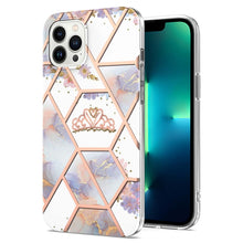 Load image into Gallery viewer, Splicing Marble Flower IMD TPU Phone Case, For iPhone 16 Pro Max, For iPhone 16 Pro, For iPhone 16 Plus, For iPhone 16