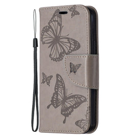 Embossing Two Butterflies Pattern Horizontal Flip PU Leather Case with Holder & Card Slot & Wallet & Lanyard, For iPhone 12 mini, For iPhone 12 / 12 Pro, For iPhone 12 Pro Max, For Samsung Galaxy Note20, For Samsung Galaxy Note20 Ultra