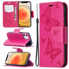 Load image into Gallery viewer, Embossing Two Butterflies Pattern Horizontal Flip PU Leather Case with Holder &amp; Card Slot &amp; Wallet &amp; Lanyard, For iPhone 12 mini, For iPhone 12 / 12 Pro, For iPhone 12 Pro Max, For Samsung Galaxy Note20, For Samsung Galaxy Note20 Ultra