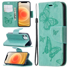 Load image into Gallery viewer, Embossing Two Butterflies Pattern Horizontal Flip PU Leather Case with Holder &amp; Card Slot &amp; Wallet &amp; Lanyard, For iPhone 12 mini, For iPhone 12 / 12 Pro, For iPhone 12 Pro Max, For Samsung Galaxy Note20, For Samsung Galaxy Note20 Ultra
