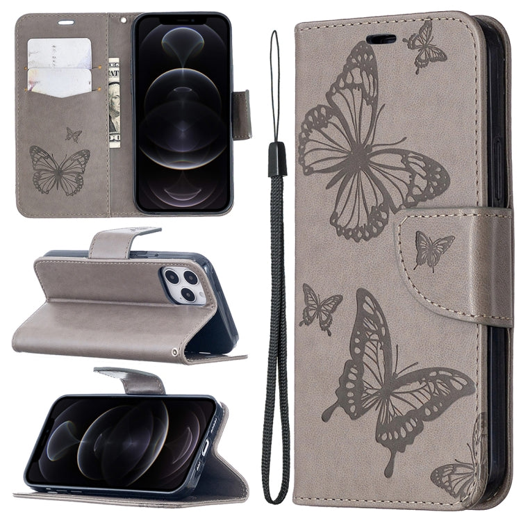 Embossing Two Butterflies Pattern Horizontal Flip PU Leather Case with Holder & Card Slot & Wallet & Lanyard, For iPhone 12 mini, For iPhone 12 / 12 Pro, For iPhone 12 Pro Max, For Samsung Galaxy Note20, For Samsung Galaxy Note20 Ultra